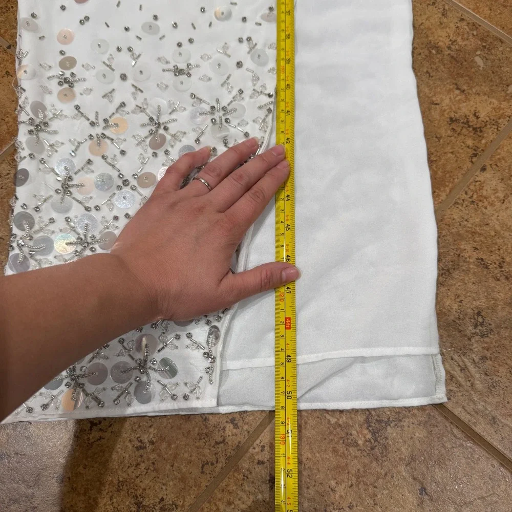Oh Polly Alcyone Ivory White Hand Embellished Bandeau Corset Maxi Dress US 0